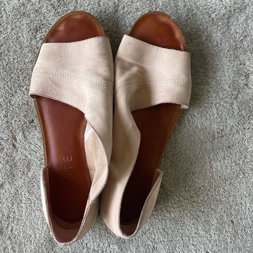 1. State Cream Leather Sandals